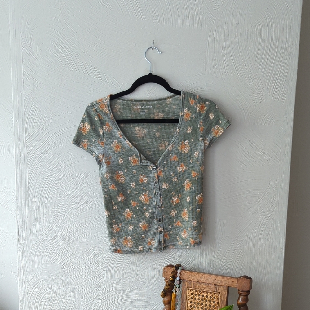 Floral Button-Up Top - Green